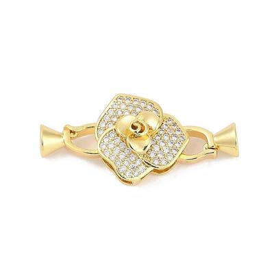 Brass Micro Pave Clear Cubic Zirconia Fold Over Clasps