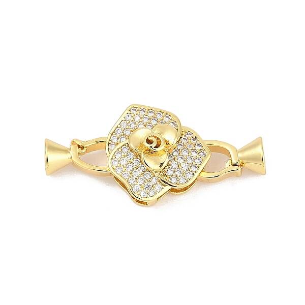 Brass Micro Pave Clear Cubic Zirconia Fold Over Clasps