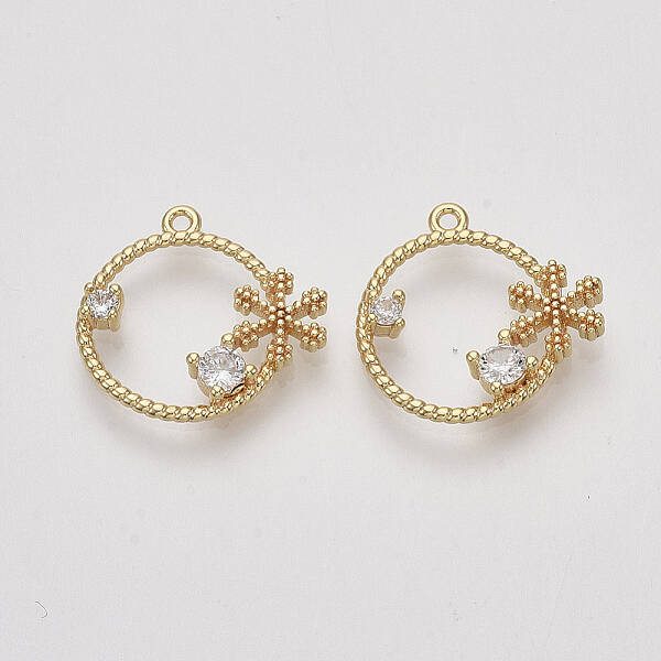 Brass Micro Pave Cubic Zirconia Pendants