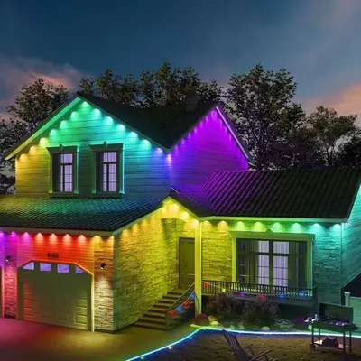 Outdoor RGBIC Decorative Light, Modern Bluetooth-compatible Outdoor Light with Remote Control, Waterproof House Light for O...