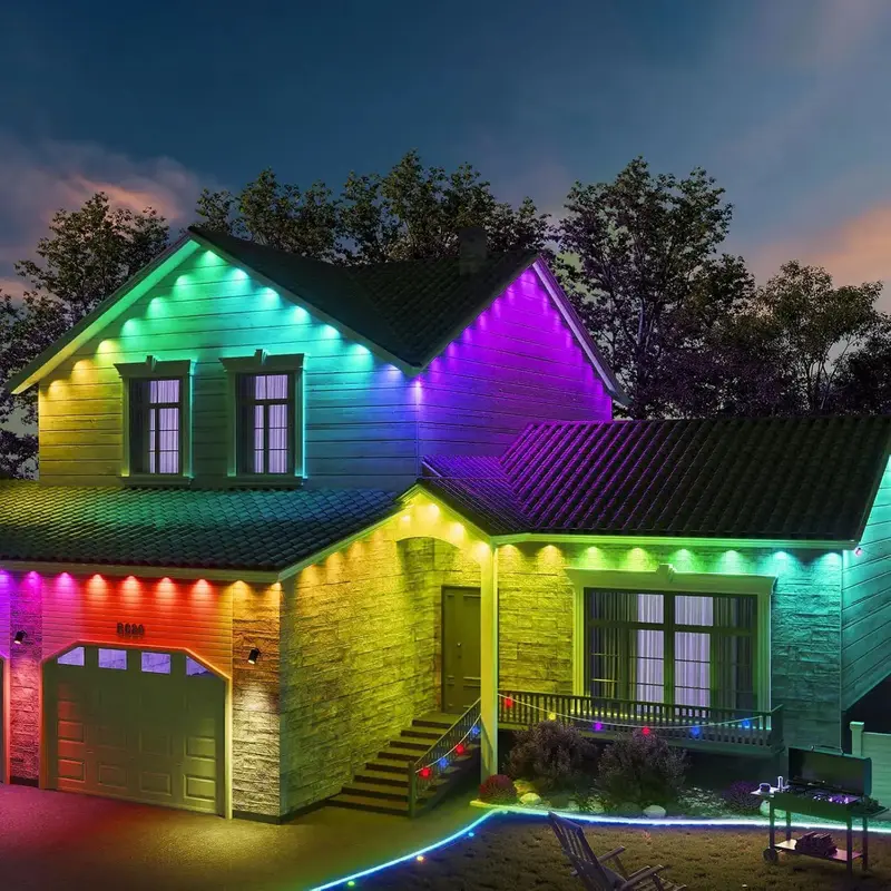 Outdoor RGBIC Decorative Light, Modern Bluetooth-compatible Outdoor Light with Remote Control, Waterproof House Light for O...