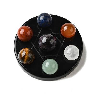 Chakra Natural Obsidian Base Seven Star Group Display Decorations