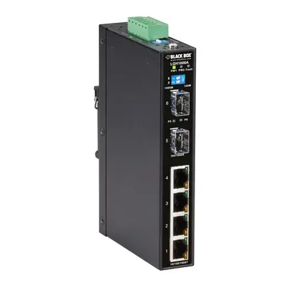 Black Box LGH1006A | LGH1000 Series 4 x Ports 1000Base-T RJ45 + 2 x Ports 1000Base-X SFP Layer 2 Unmanaged Temperature Indust...