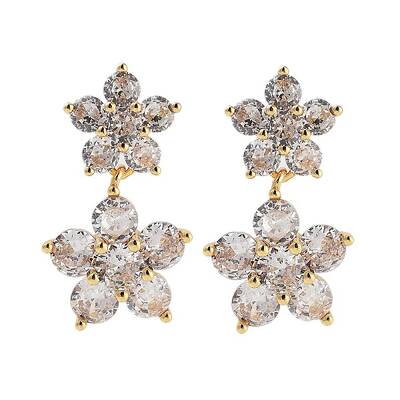 Rack Plating Flower Brass Stud Earrings