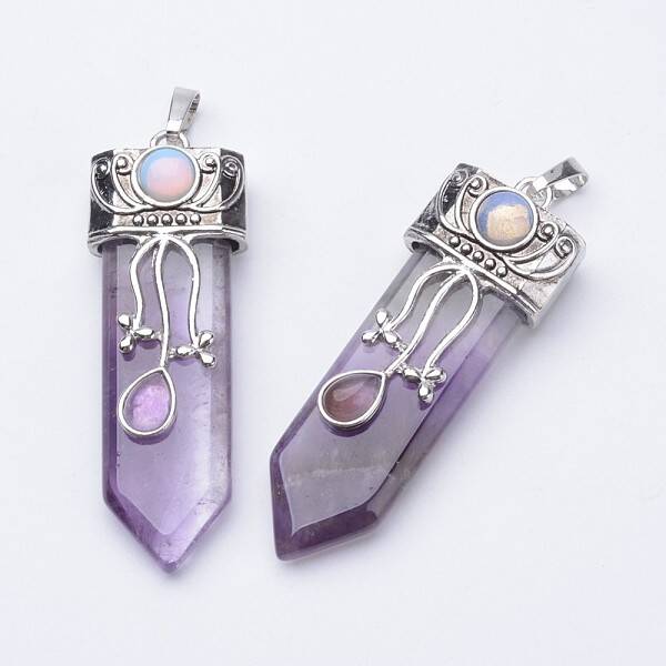 Natural Amethyst Big Pointed Pendants