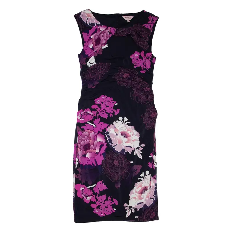 PHASE EIGHT Womens Bodycon Dress Black Viscose Floral Sleeveless Knee Length M