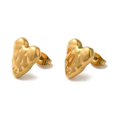 Ion Plating(IP) 304 Stainless Steel Heart Stud Earrings for Women