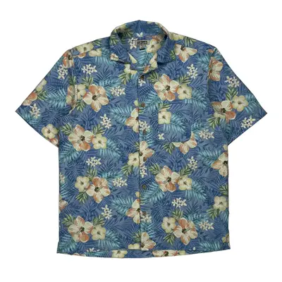 Edwards Hawaiian Shirt - Medium Blue Cotton
