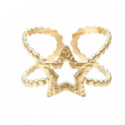 304 Stainless Steel Star Open Cuff Ring