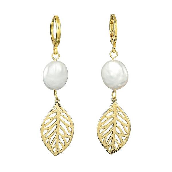 Natural Pearl Dangle Leverback Earrings