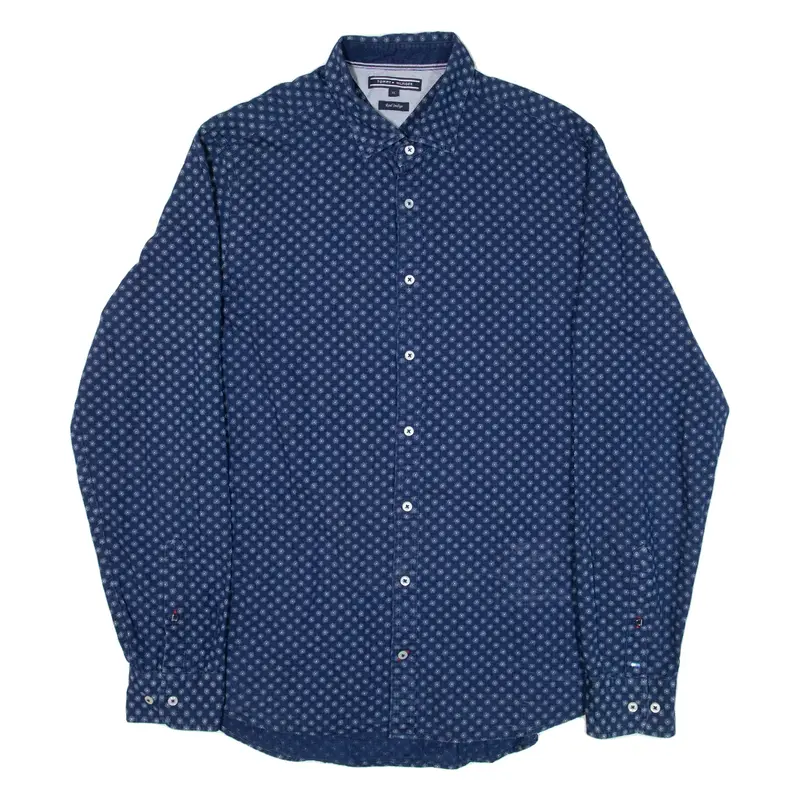 TOMMY HILFIGER Mens Shirt Blue Long Sleeve XL