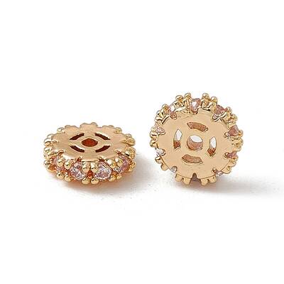 Brass Pave Clear Cubic Zirconia Spacer Beads