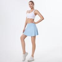 Women's solid color high waisted sports short skirt, anti glare tennis fitness short skirt with zipper pocket-011 workout  sk...