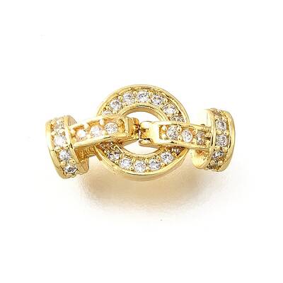 Ring Brass Micro Pave Cubic Zirconia Fold Over Clasps