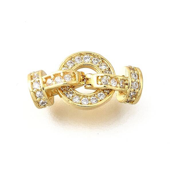 Ring Brass Micro Pave Cubic Zirconia Fold Over Clasps