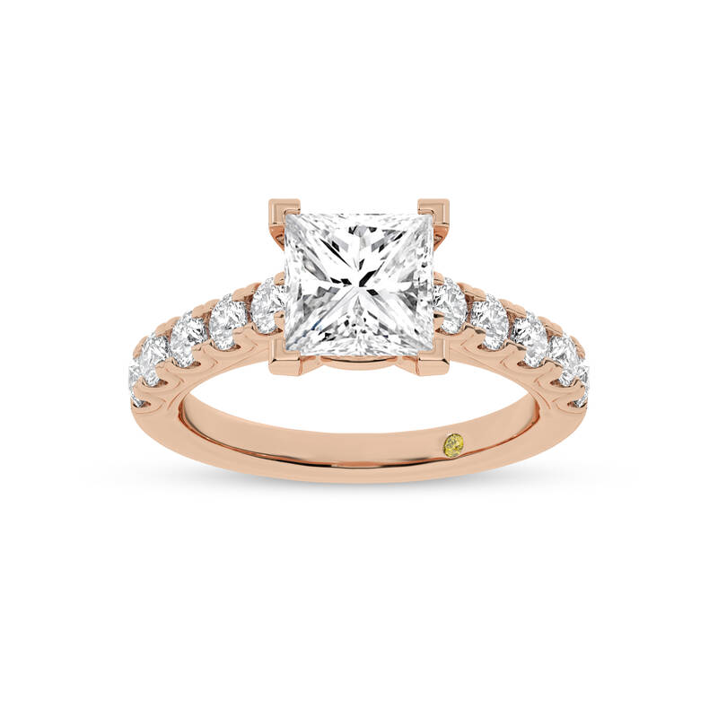 Reno Pavé Set Princess Cut Lab Grown Cathedral Diamond Engagement Ring | 14K Rose Gold 4 1/6 CT. TW.
