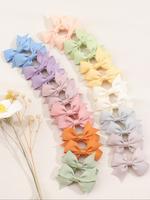 Solid Color Elegant Pastel Bow Decor Hair Clips Set, Cute Pink Bow Hair Accessories for Girls, Minimalist Headwear Suitable f...