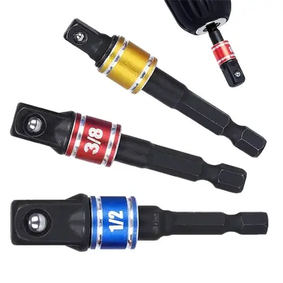 Socket Adapter Set, 3 Counts/set Hexagonal Square Nut Driver Impact Socket, Extension Drill Bit Socket Wrench Adapter Set, Ha...