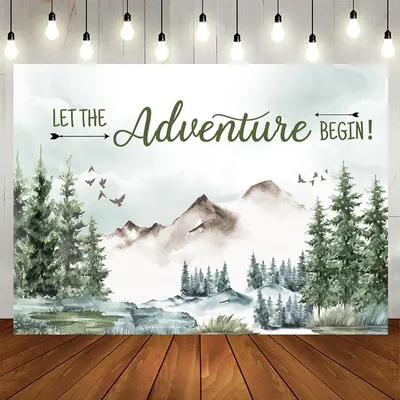 Aperturee Jungle Let Adventure Begin Baby Shower Backdrop