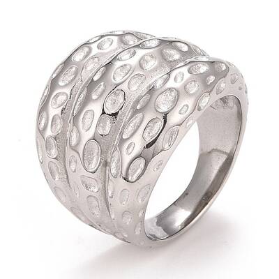 Non-Tarnish 304 Stainless Steel Textured Chunky Finger Ring for Men Women
