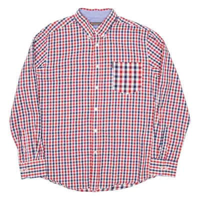 BEN SHERMAN Mens Shirt Red Check Long Sleeve 2XL
