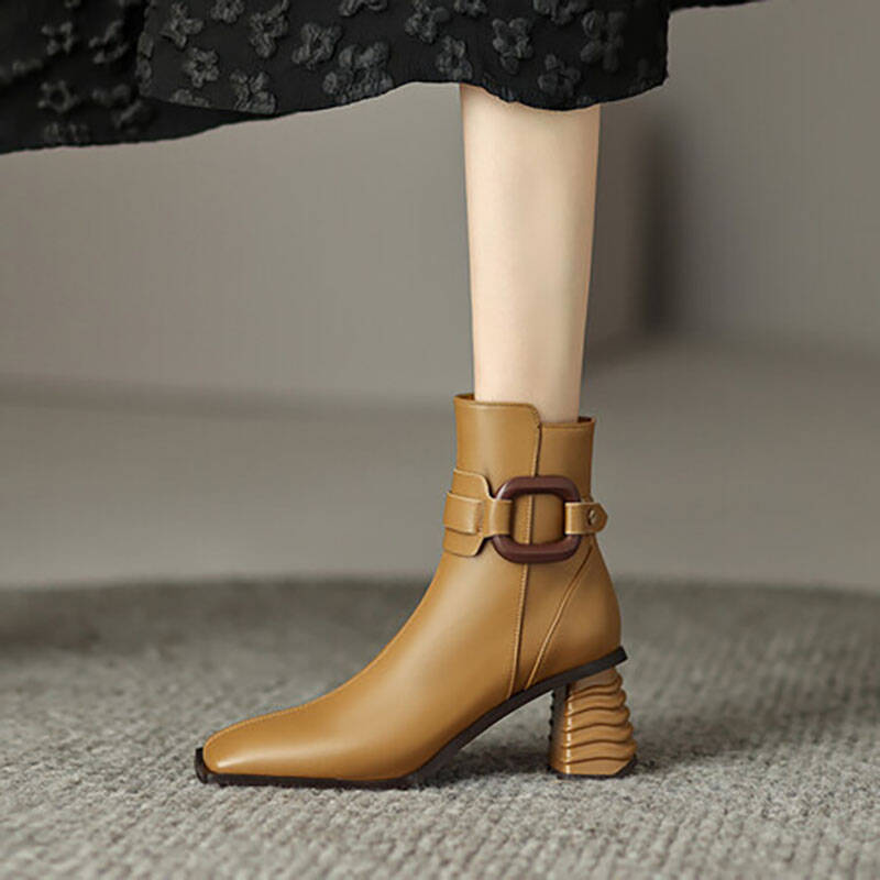 CHIKO Sudi Square Toe Block Heels Ankle Boots