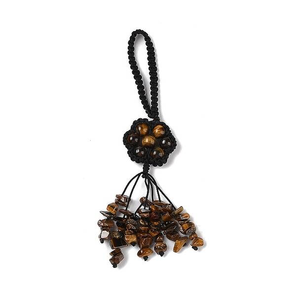 Flower Natural Tiger Eye Braided Thread Pendant Decorations