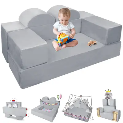 Modular Kids Play Couch - 6PCS Toddler Foam Sectional Sofa for Playroom, Imaginative Gift for Boys and Girls