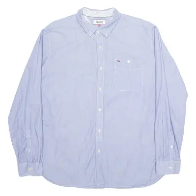 HILFIGER DENIM Mens Shirt Blue Pinstripe Long Sleeve XL