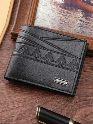 Men's Simple Plain Embossed PU Leather Short Wallet, Durable Casual Business Multi Card Slots Card Holder, Fashion All-match ...