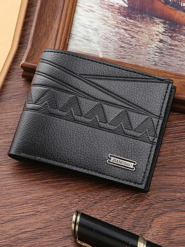 Men's Simple Plain Embossed PU Leather Short Wallet, Durable Casual Business Multi Card Slots Card Holder, Fashion All-match ...