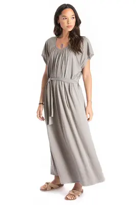 belted long dress - grey | Size: medium