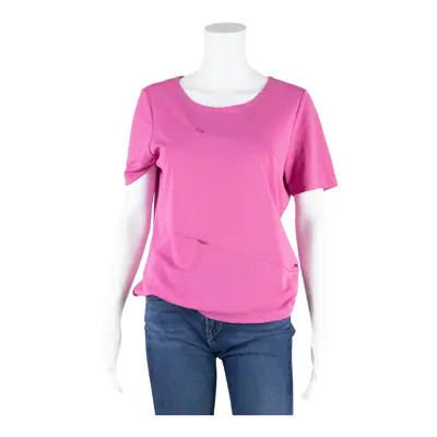 MADELEINE Y2K Zip Front Top Pink Short Sleeve Womens M