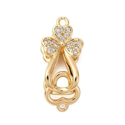 Brass Micro Pave Clear Cubic Zirconia Interlocking Clasps