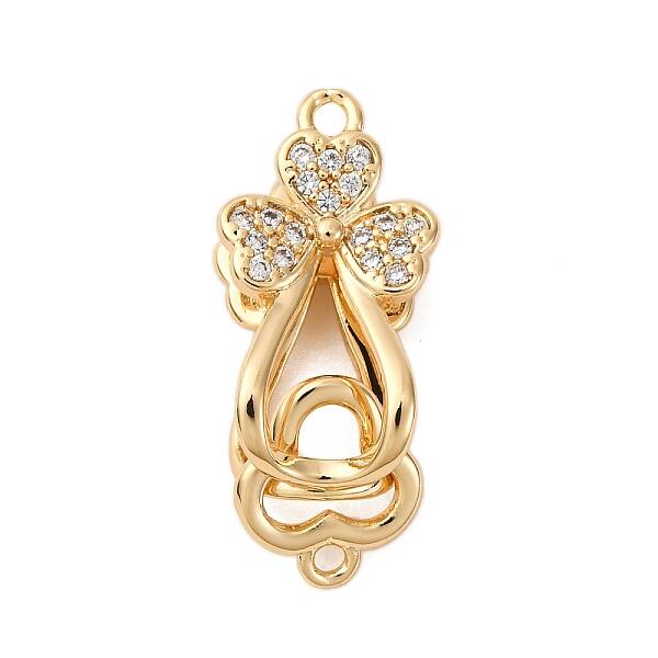 Brass Micro Pave Clear Cubic Zirconia Interlocking Clasps