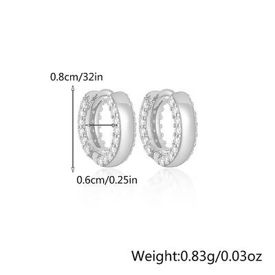 S925 Sterling Silver Micro Pave Clear Cubic Zirconia Hoop Earrings