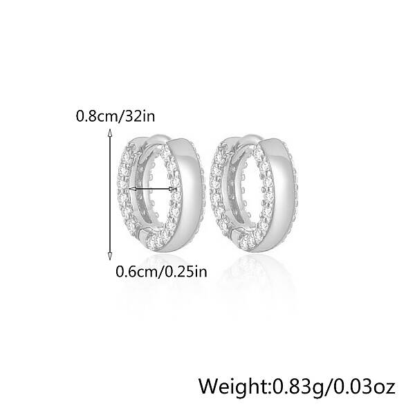 S925 Sterling Silver Micro Pave Clear Cubic Zirconia Hoop Earrings
