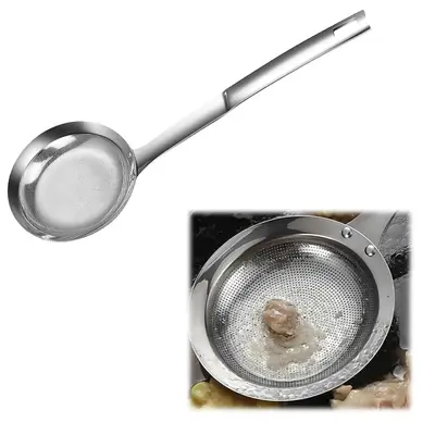 Professional Stainless Steel Filter Scoop | Ultra-Fine Mesh Oil Skimmer & Fat Strainer Spoon | Ergonomic Handle | Food-Grade,...