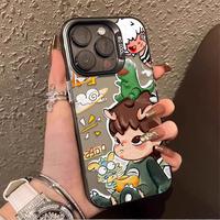 Cartoon Destruction Hirono Plating Case for iPhone 16 15 14 13 12 11 Pro Max Shockproof Bumper Cover Protective