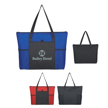 150 Promotional Non-Woven Voyager Zippered Tote Bag - Water ...