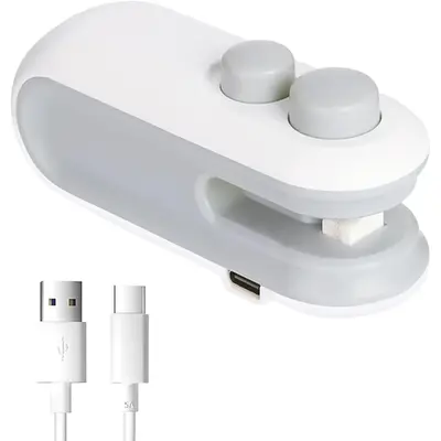 Mini Bag Sealer, USB-C rechargeable Bag Sealer, 2 in 1 Bag Sealer Heat Seal with Cutter and Magnet, Mini Bag Resealer Machine...