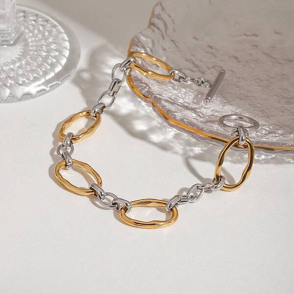 304 Stainless Steel Oval Link Bracelets for Men Women