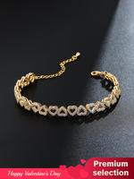 Elegant Heart Design Artificial Zircon Decor Charm Bracelet, Fashion Rhinestone Bracelet, Iced Out Jewelry for Party, Daily D...