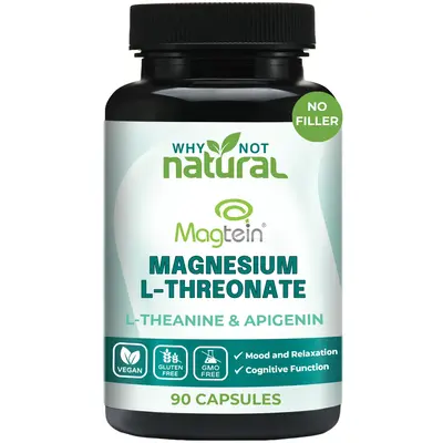 Magnesium L-Threonate Complex with Apigenin and L-theanine 90 Capsules, Patented Magtein Supplement from Why Not Natural Fitn...