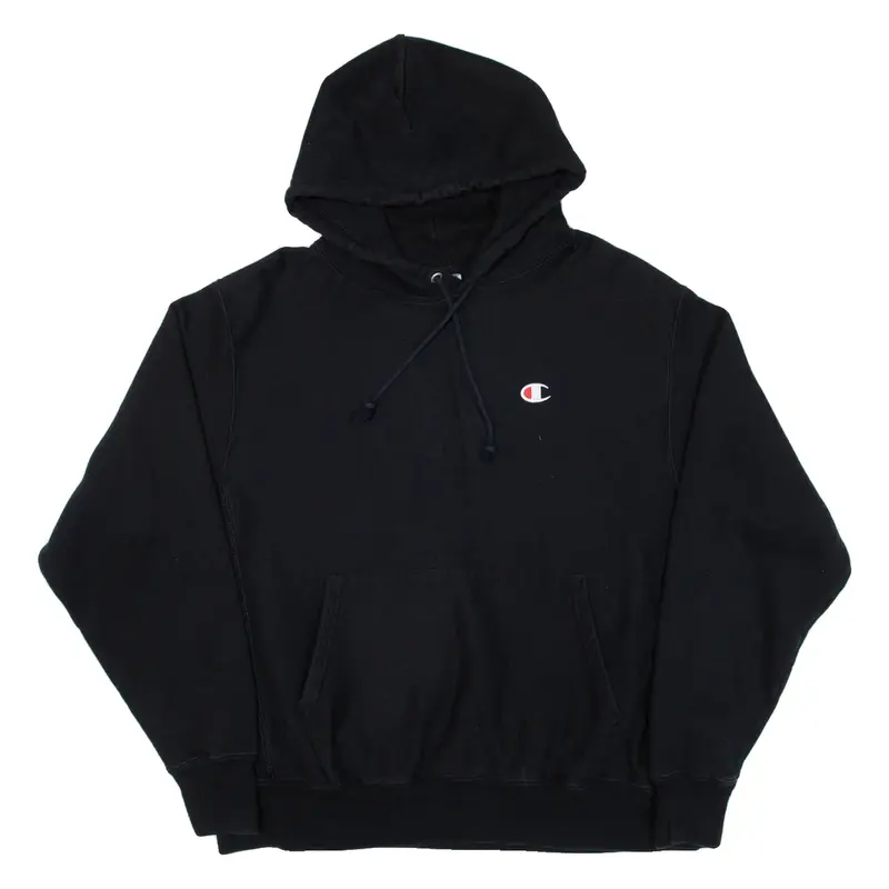 CHAMPION REVERSE WEAVE Mens Black Hoodie L