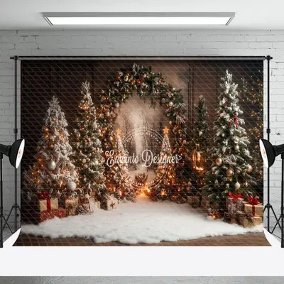 Indoor Winter Christmas Trees Backdrop For Photography - Aperturee