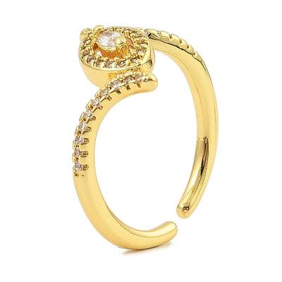 Brass Micro Pave Cubic Zirconia Cuff Rings for Women