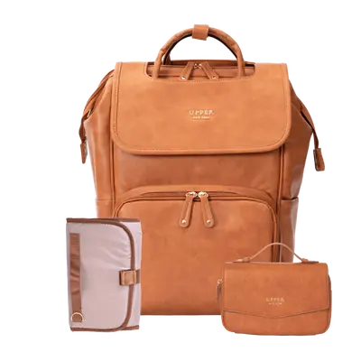 Leather Diaper Bag Backpack - La Madison™ II - Work & Play Commuter Backpack Gift Set (Limited Edition)