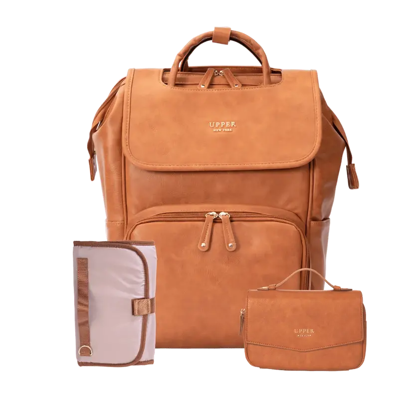 Leather Diaper Bag Backpack - La Madison™ II - Work & Play Commuter Backpack Gift Set (Limited Edition)