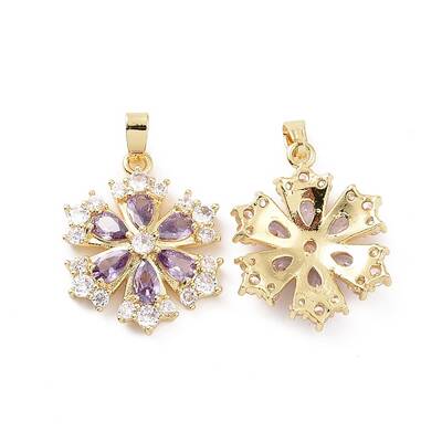 Real 18K Gold Plated Brass Micro Pave Clear Cubic Zirconia Pendants